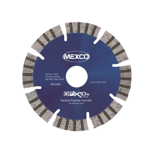 Mexco GPX10-15 Concrete Diamond Blade 115 x 22mm