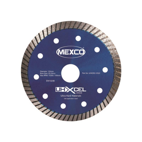 Mexco UHXCEL Ultra Hard Materials Diamond Blade 125 x 22mm