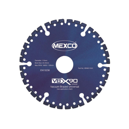 Mexco VBX90 Grade Universal Diamond Blade 115 x 22mm