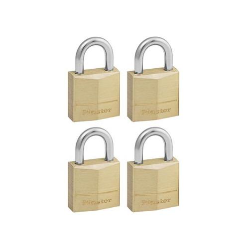 Masterlock Solid Brass 20mm Padlock 3 Pin - Keyed Alike x 4