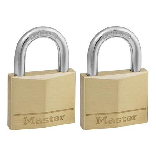 Masterlock Solid Brass 40mm Padlock 4 Pin - Keyed Alike x 2