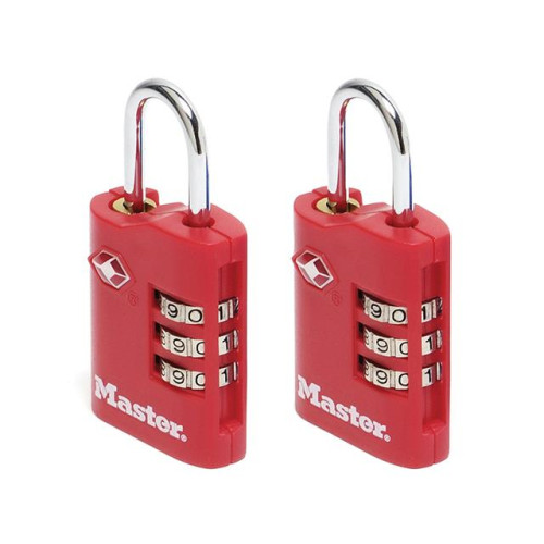 Masterlock TSA Combination Zinc Padlocks 3 Digit 30mm x 2