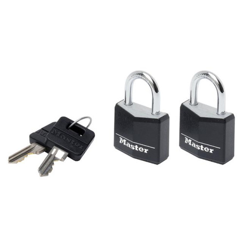 Masterlock Aluminium Black Vinyl Cover 30mm Padlock 4 Pin - Keyed Alike x 2