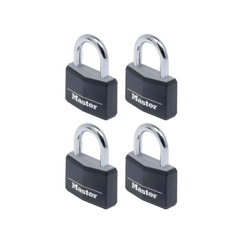 Masterlock Aluminium Black Vinyl Cover 40mm Padlock 4 Pin - Keyed Alike x 4