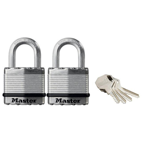 Masterlock Excell Laminated Steel 45mm Padlock - 24mm Shackle - Keyed Alike x 2