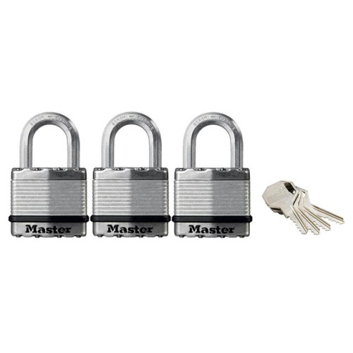 Masterlock Excell Laminated Steel 45mm Padlock - 24mm Shackle - Keyed Alike x 3