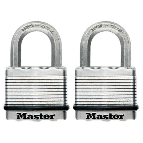Masterlock Excell Laminated Steel 50mm Padlock - 25mm Shackle - Keyed Alike x 2