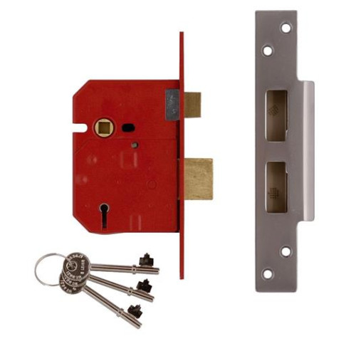 Mortice Sash Lock 3 Lever 75mm NP/EB