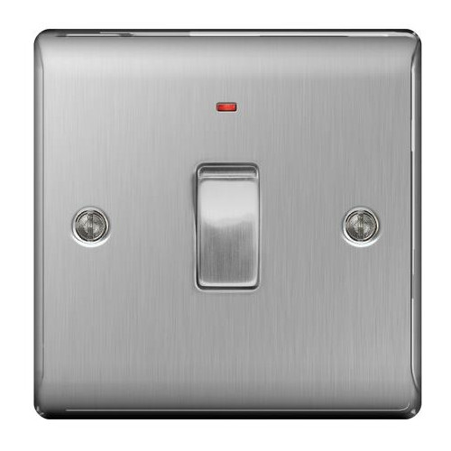 Nexus Metal Brushed Steel 20A Double Pole Switch w/ Indicator