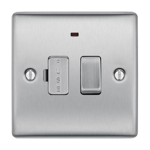 Nexus Metal Brushed Steel 13A Fused Connection Unit Switched w/ Indicator