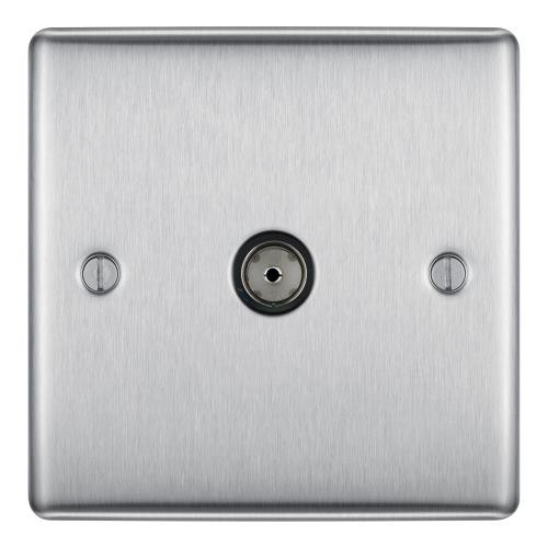 Nexus Metal Brushed Steel CoAx 1 Gang