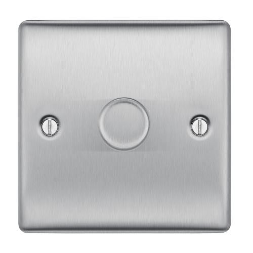 Nexus Metal Brushed Steel 1 Gang 1 Way Dimmer Switch