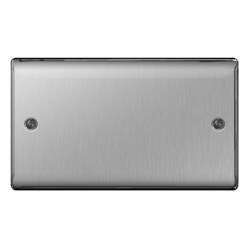 Nexus Metal Brushed Steel 2 Gang Blank Plate