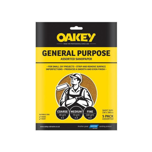 Oakey Glasspaper Sheets 230 x 280mm Medium 80g (5)