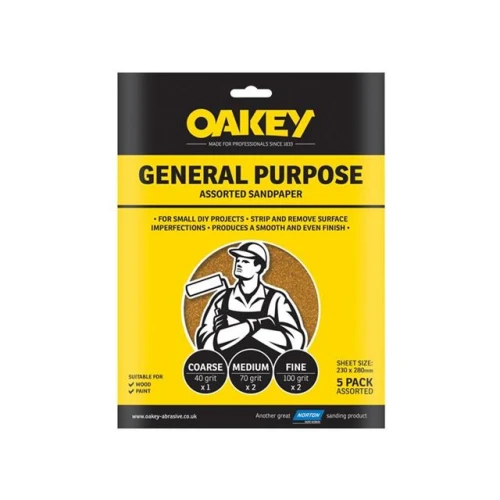 Oakey Glasspaper Sheets 230 x 280mm Assorted (5)