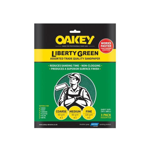 Oakey Multi Purpose Green Aluminium Oxide Sheets 230 x 280mm Assorted (4)