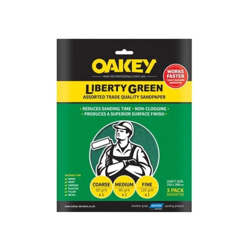 Oakey Multi Purpose Green Aluminium Oxide Sheets 230 x 280mm Assorted (4)