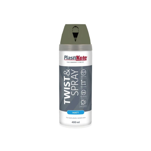 PlastiKote Twist & Spray Matt 400ml Olive Green