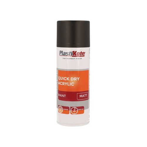 Trade Quick Dry Acrylic Spray Paint Matt Black 400ml