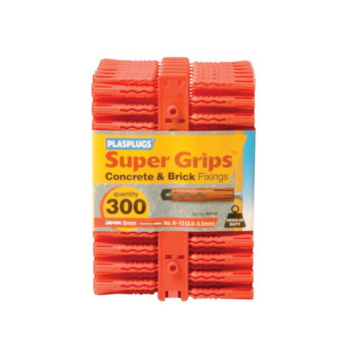 Plasplugs RP 187 Solid Wall Super Gripsâ„¢ Fixings Red (300)