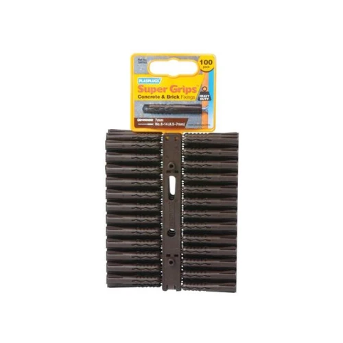 Plasplugs SBP 503 Solid Wall Super Grips&acirc;&cent; Fixings Brown (100)