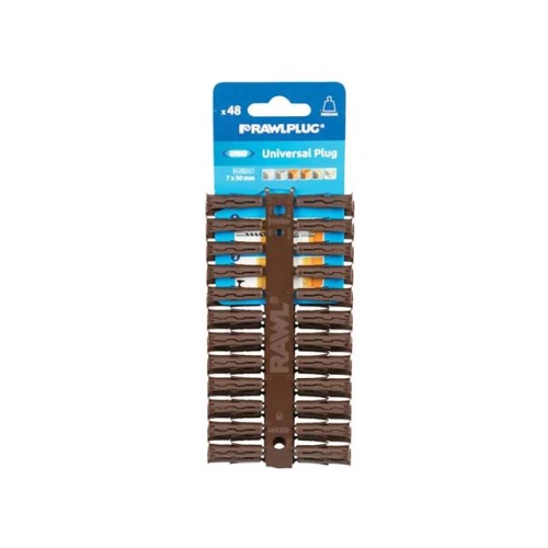 Rawlplug Brown Uno Plugs 7mm x 30mm Card of 48