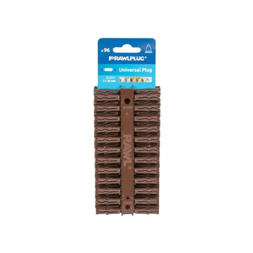 Rawlplug Brown Uno Plugs 7mm x 30mm Card of 96