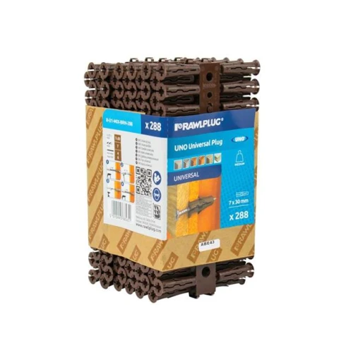 Rawlplug Brown Uno Plugs 7mm x 30mm Pack of 288