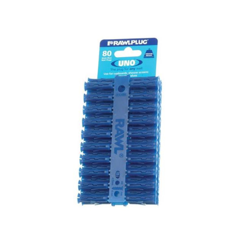 Rawlplug Blue Uno Plugs 8mm x 32mm Card of 80