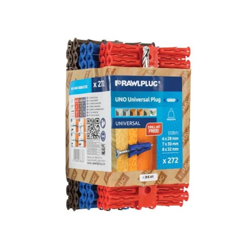Rawlplug Uno Plugs Trade Mixed Pack of 272 + 3 Drills
