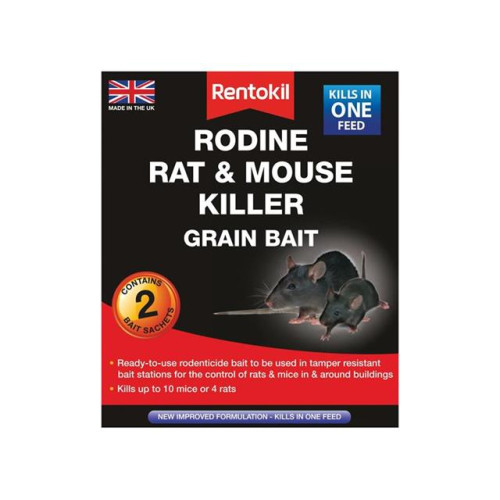 Rentokil Rodine Rat & Mouse Killer Grain Bait 2 Sachets