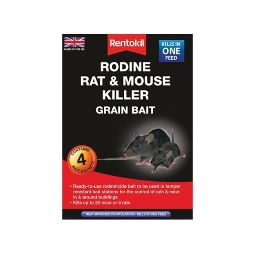 Rentokil Rodine Rat & Mouse Killer Grain Bait 4 Sachets