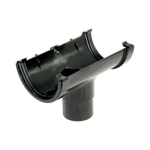 75mm Half Round Running Outlet to 50mm Black