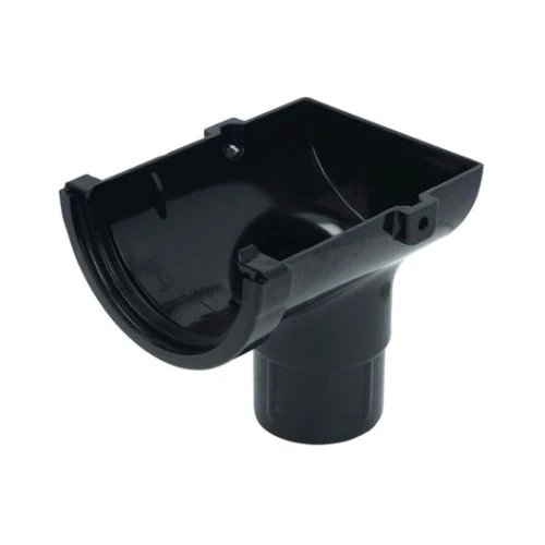 75mm Half Round Stopend Outlet to 50mm Black