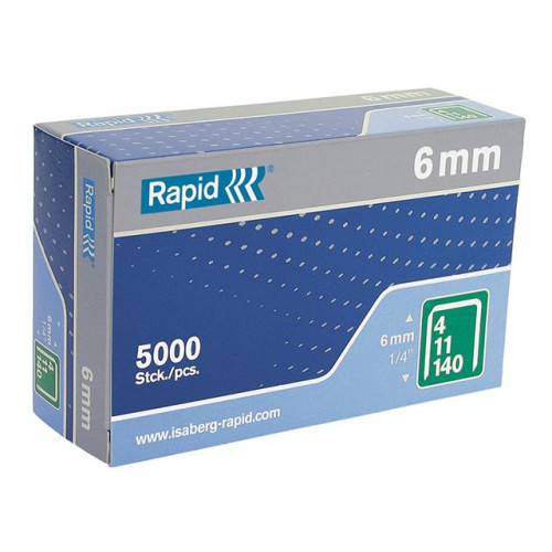 Rapid 140/6 6mm Galvanised Staples Box of 5000