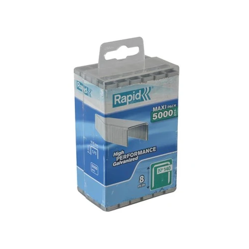 Rapid 140/8 8mm Galvanised Staples Poly Pack 5000