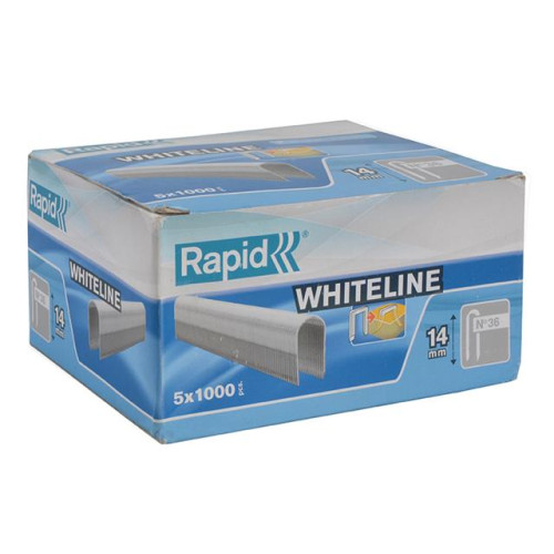 Rapid 36/14 14mm DP x 5m White Staples Pack 5 x 1000