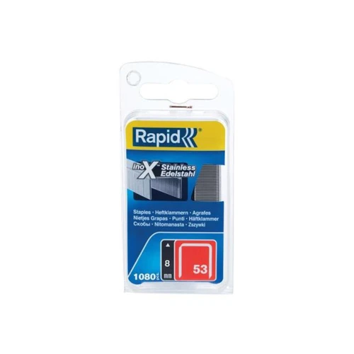 Rapid 53/8B 8mm Stainless Steel Fine Wire Staples (Box 1080)