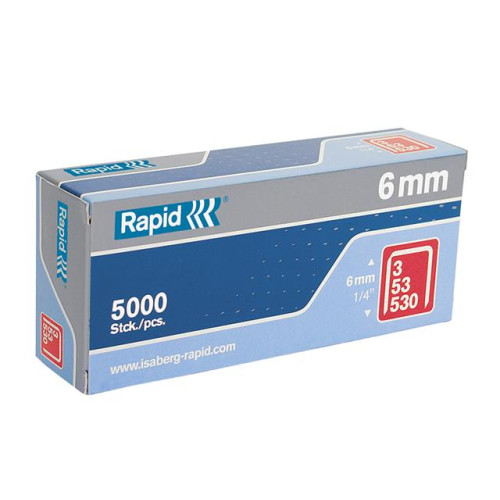 Rapid 53/6B 6mm Galvanised Staples Box 5000