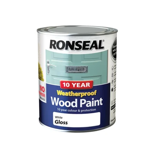 Ronseal 10 Year Weatherproof Wood Paint White Gloss 750ml