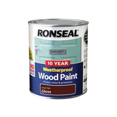 Ronseal 10 Year Weatherproof Wood Paint Dark Oak Gloss 750ml