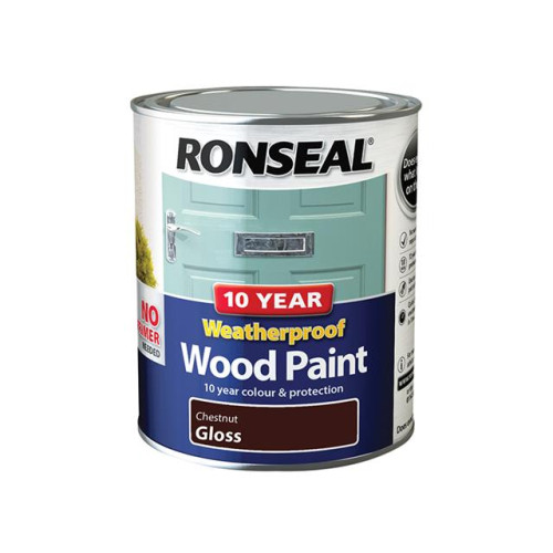 Ronseal 10 Year Weatherproof Wood Paint Chestnut Gloss 750ml