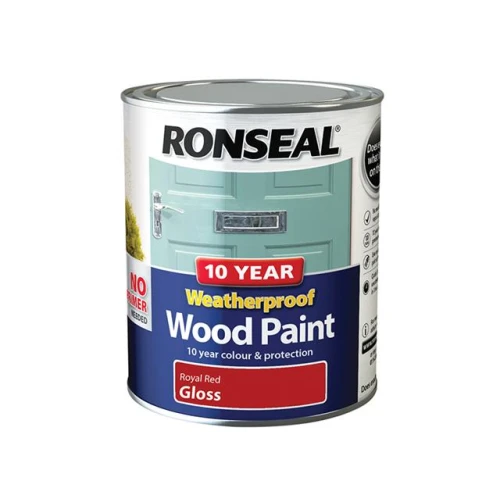 Ronseal 10 Year Weatherproof Wood Paint Royal Red Gloss 750ml