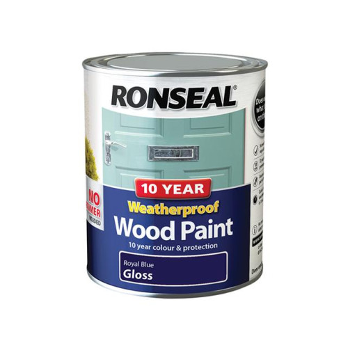 Ronseal 10 Year Weatherproof Wood Paint Royal Blue Gloss 750ml
