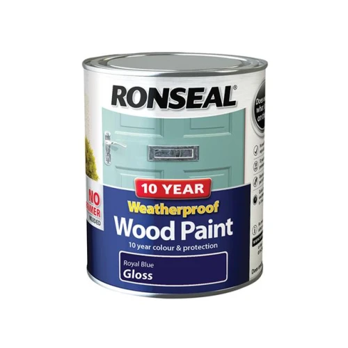 Ronseal 10 Year Weatherproof Wood Paint Royal Blue Gloss 750ml