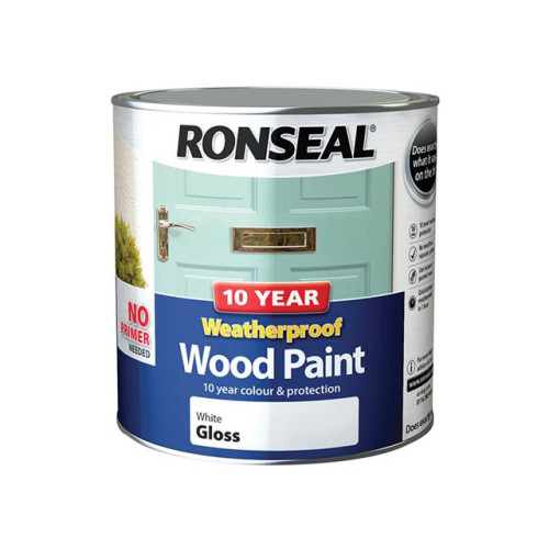 Ronseal 10 Year Weatherproof Wood Paint White Gloss 2.5 Litre