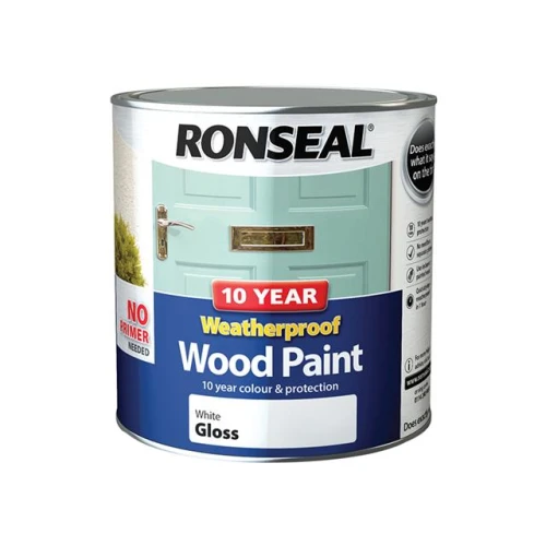 Ronseal 10 Year Weatherproof Wood Paint White Gloss 2.5 Litre