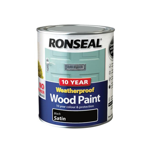 Ronseal 10 Year Weatherproof Wood Paint Black Satin 750ml