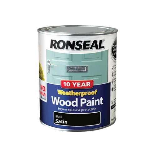 Ronseal 10 Year Weatherproof Wood Paint Black Satin 750ml