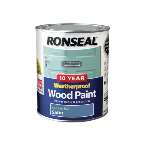 Ronseal 10 Year Weatherproof Wood Paint Midnight Blue Satin 750ml